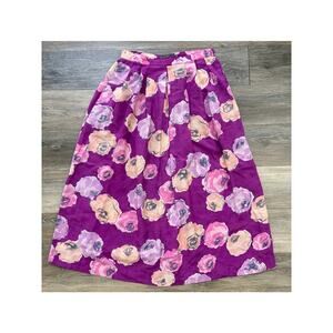 Jimmy Garcia Floral Midi Skirt Womens Size 10 Purple Pink
